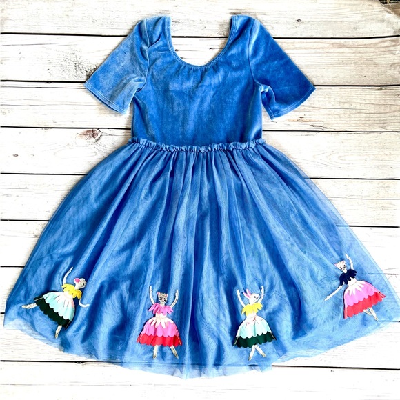 Mini Boden Blue Dance Dress with Colorful Ballerinas